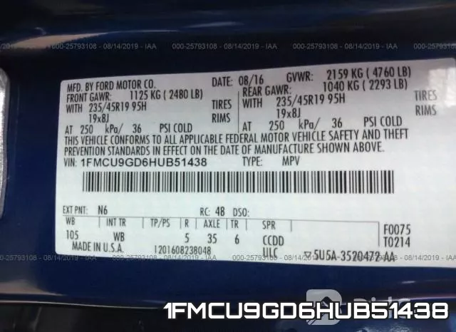 1FMCU9GD6HUB51438 фото 10