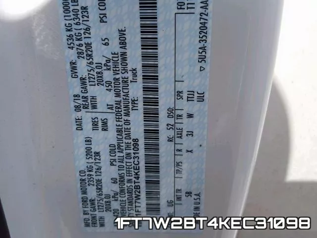 1FT7W2BT4KEC31098 фото 2