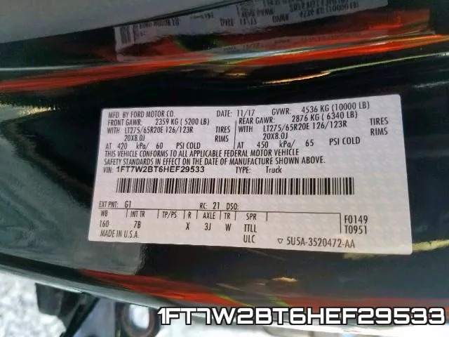 1FT7W2BT6HEF29533 фото 2