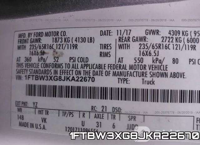 1FTBW3XG8JKA22670 фото 10