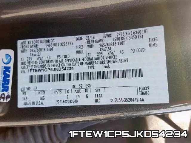 1FTEW1CP5JKD54234 фото 2