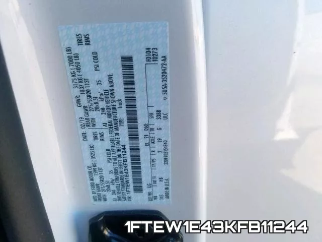 1FTEW1E43KFB11244 фото 2