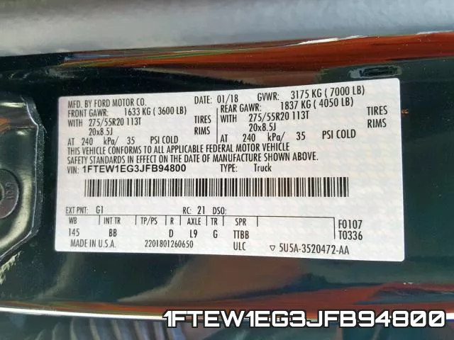 1FTEW1EG3JFB94800 фото 2