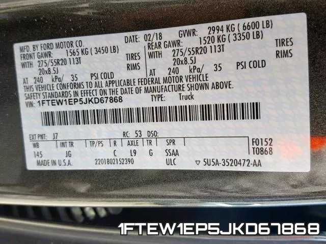 1FTEW1EP5JKD67868 фото 2
