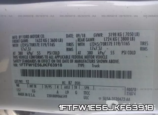 1FTFW1E56JKF63918 фото 10