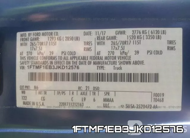 1FTMF1EB3JKD12576 фото 10