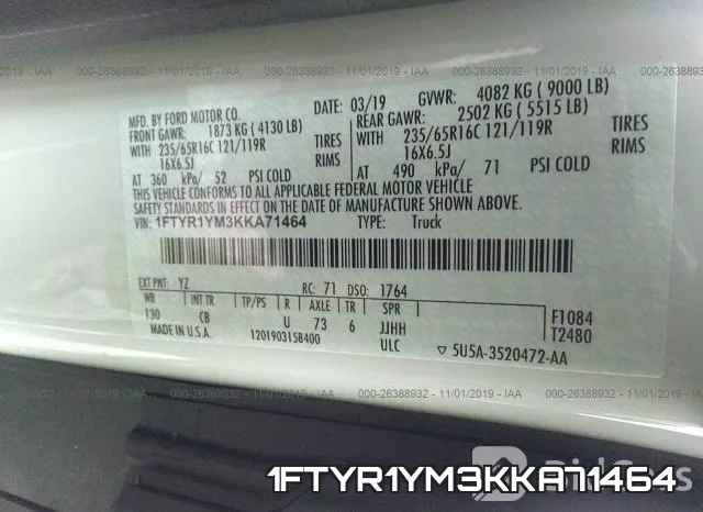 1FTYR1YM3KKA71464 фото 10