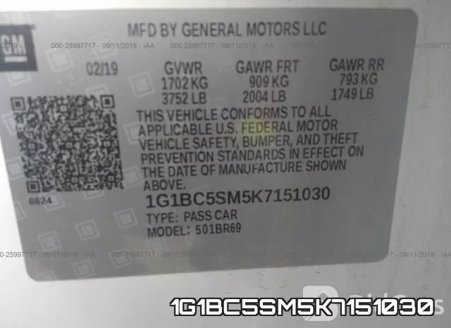 1G1BC5SM5K7151030 фото 10