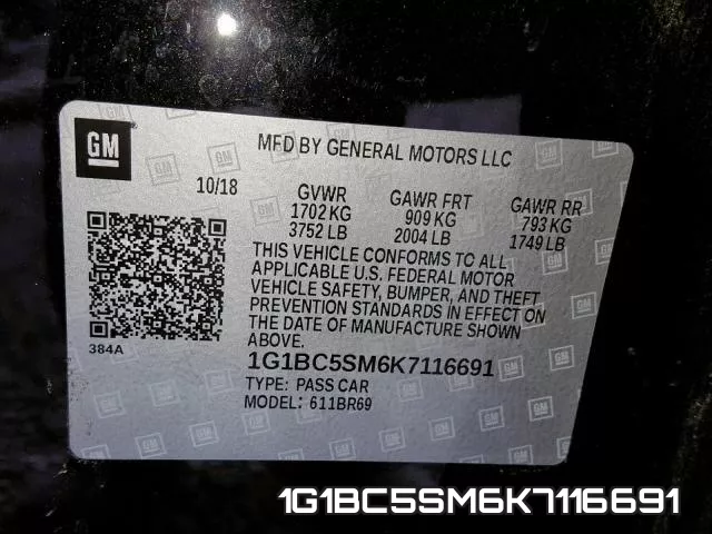 1G1BC5SM6K7116691 фото 2