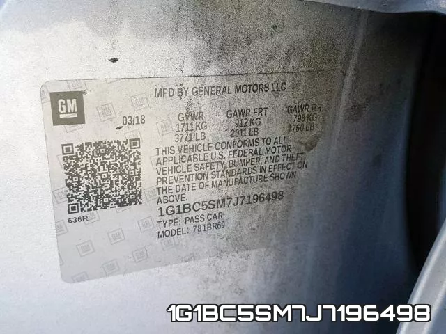 1G1BC5SM7J7196498 фото 2