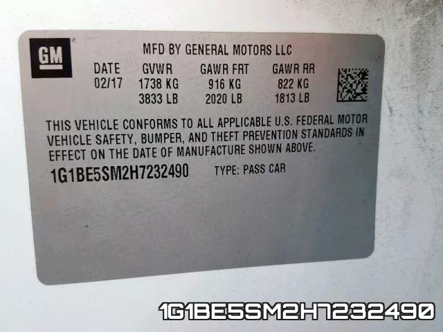 1G1BE5SM2H7232490 фото 2