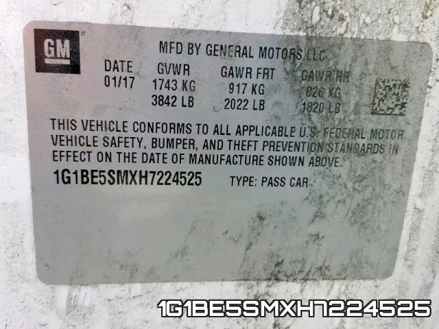 1G1BE5SMXH7224525 фото 2