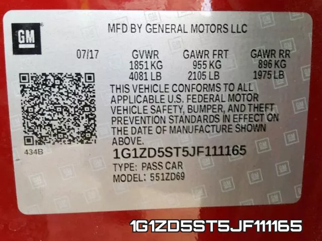 1G1ZD5ST5JF111165 фото 2