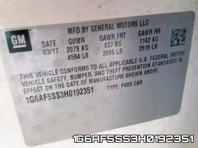 1G6AF5SS3H0192351 фото 2
