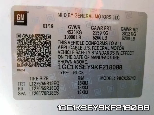 1GC1KSEY9KF218088 фото 2
