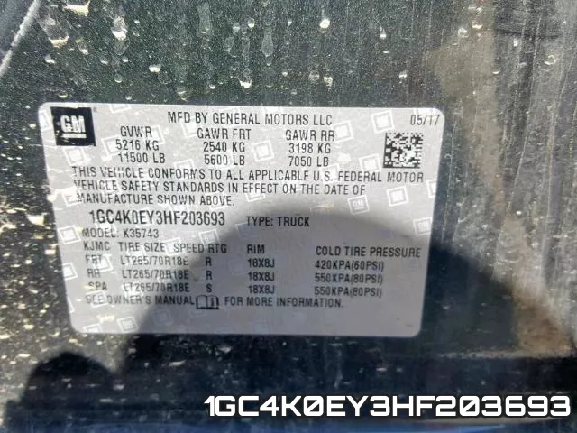 1GC4K0EY3HF203693 фото 2