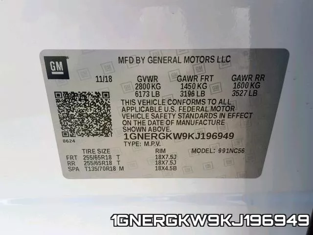 1GNERGKW9KJ196949 фото 2