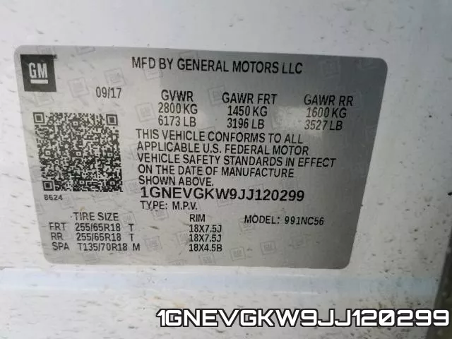 1GNEVGKW9JJ120299 фото 2