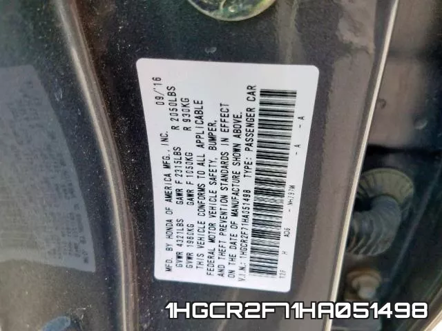 1HGCR2F71HA051498 фото 2