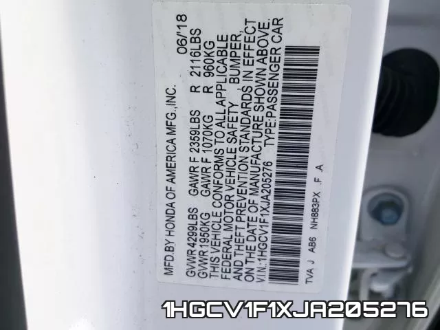 1HGCV1F1XJA205276 фото 2