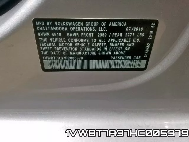 1VWBT7A37HC005379 фото 2