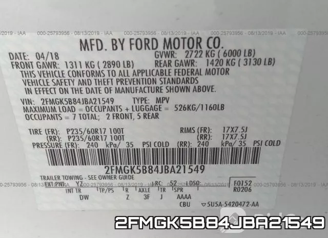 2FMGK5B84JBA21549 фото 10