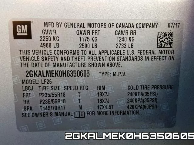 2GKALMEK0H6350605 фото 2