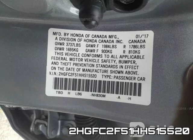 2HGFC2F51HH515520 фото 10