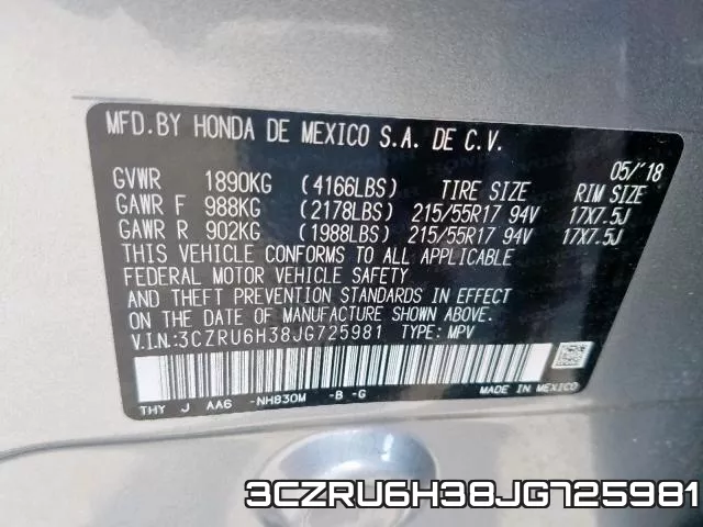 3CZRU6H38JG725981 фото 2