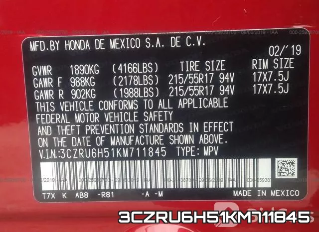 3CZRU6H51KM711845 фото 10