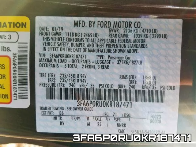 3FA6P0RU0KR187471 фото 2