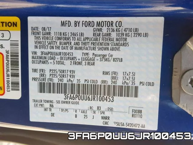 3FA6P0UU6JR100453 фото 2