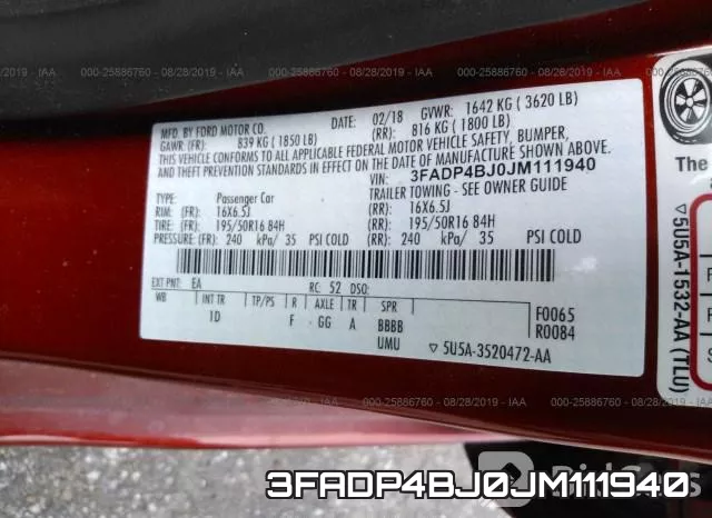 3FADP4BJ0JM111940 фото 10