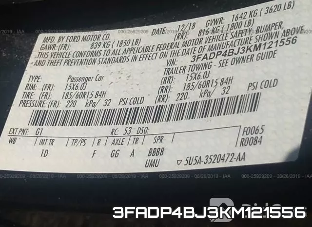 3FADP4BJ3KM121556 фото 10