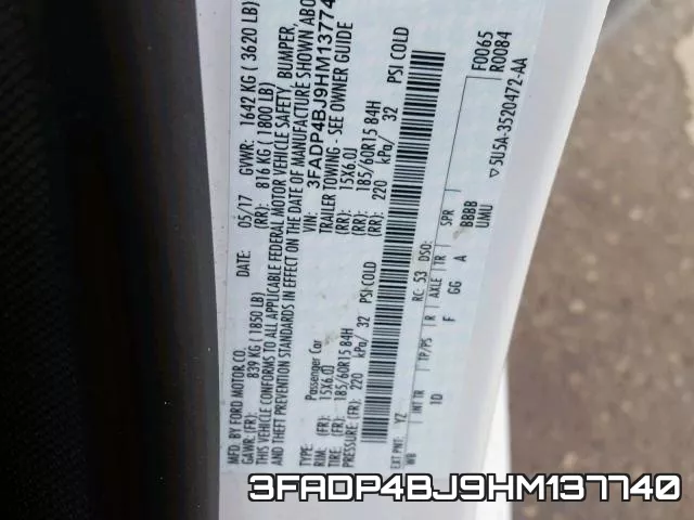 3FADP4BJ9HM137740 фото 2