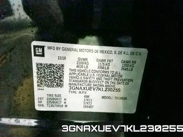 3GNAXUEV7KL230255 фото 2