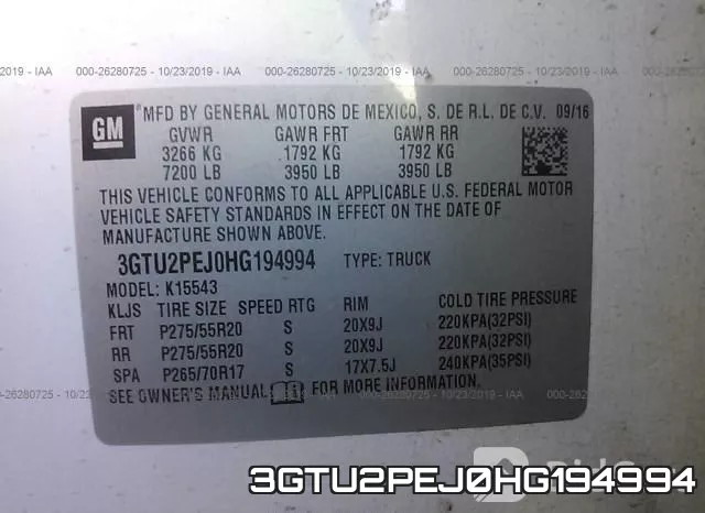 3GTU2PEJ0HG194994 фото 10