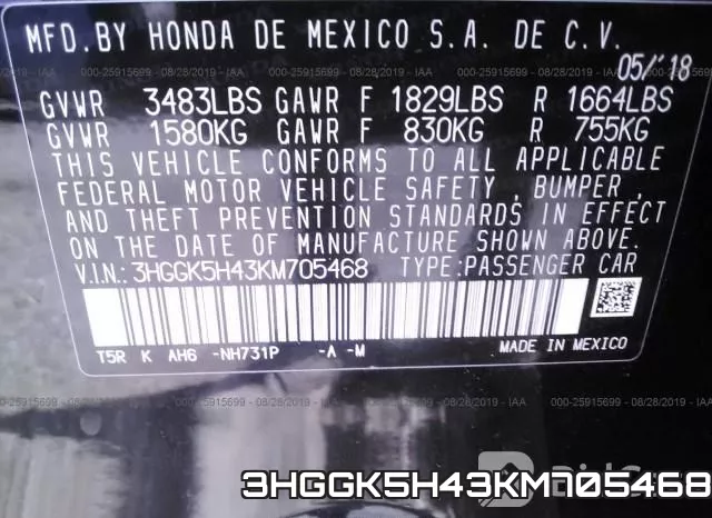 3HGGK5H43KM705468 фото 10