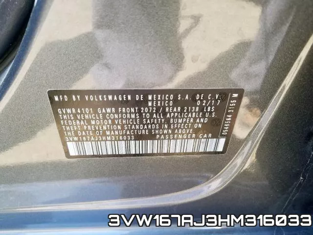 3VW167AJ3HM316033 фото 2