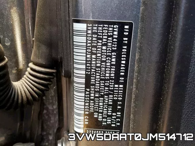 3VW5DAAT0JM514712 фото 2