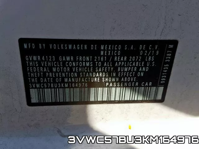 3VWC57BU3KM164976 фото 2