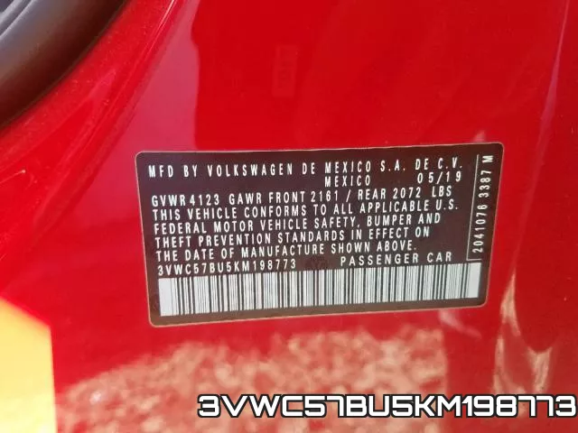 3VWC57BU5KM198773 фото 2