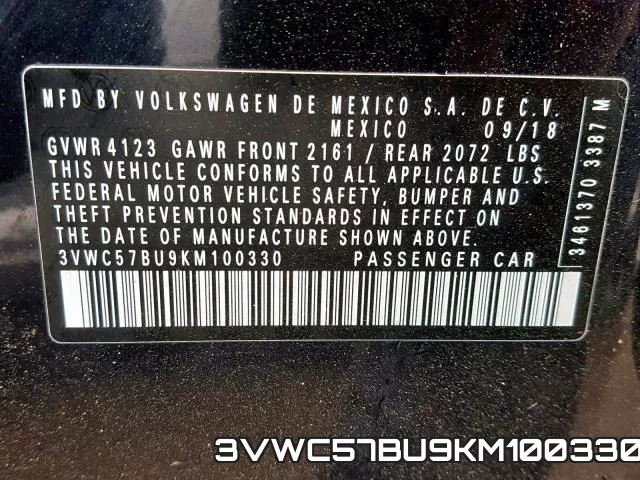 3VWC57BU9KM100330 фото 2