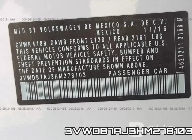 3VWDB7AJ3HM278103 фото 10