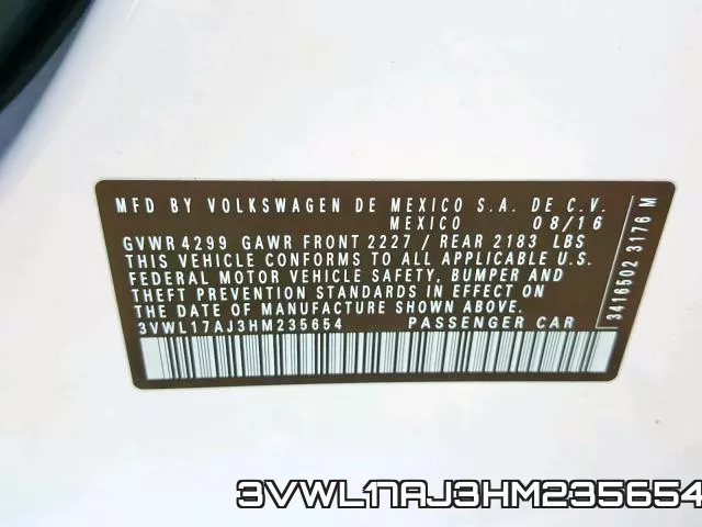 3VWL17AJ3HM235654 фото 2