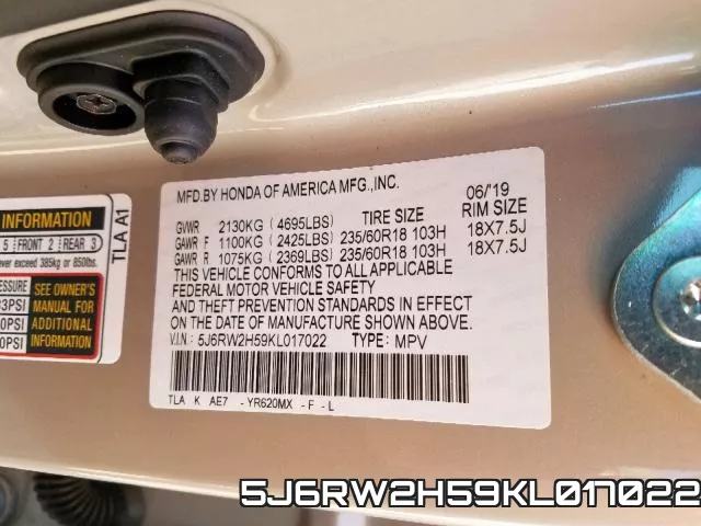 5J6RW2H59KL017022 фото 2