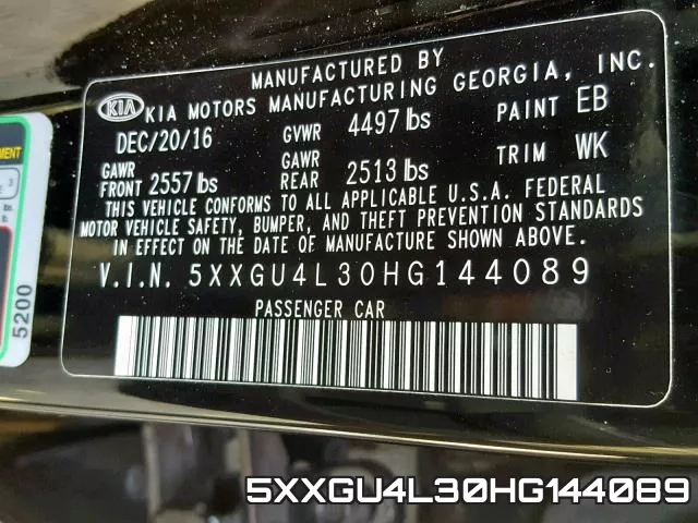 5XXGU4L30HG144089 фото 2