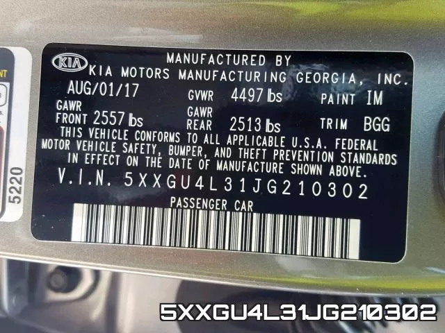 5XXGU4L31JG210302 фото 2
