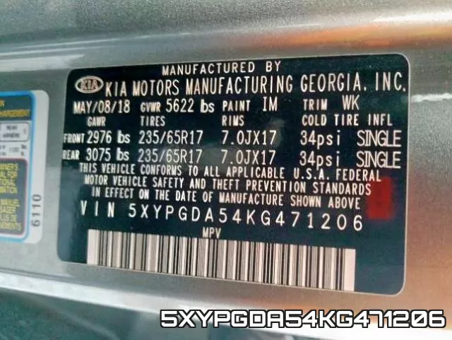 5XYPGDA54KG471206 фото 2