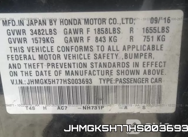 JHMGK5H77HS003693 фото 10